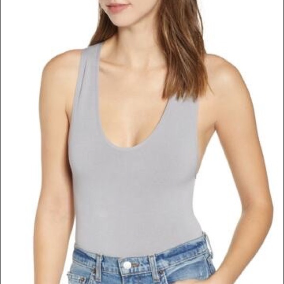 Urban Outfitters Tops - Urban Outfitters Grey Ribbed Halter Bodysuit Tank